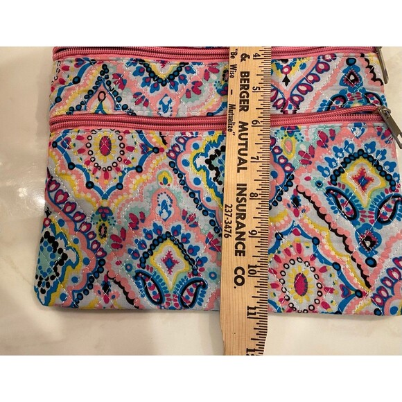 Crossbody Purse 4 Zipper Hipster Boho Stylish Hippie Bag Colorful Paisley - Picture 9 of 9